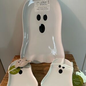 Halloween Goblin & Ghoul Ghost Appetizer  Melamine Plates With Ghost Platter